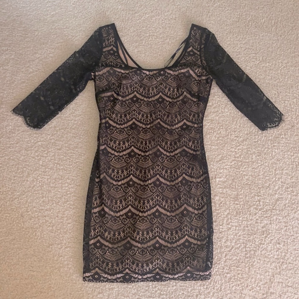 Size 4 Guess black and nude lace cocktail dress